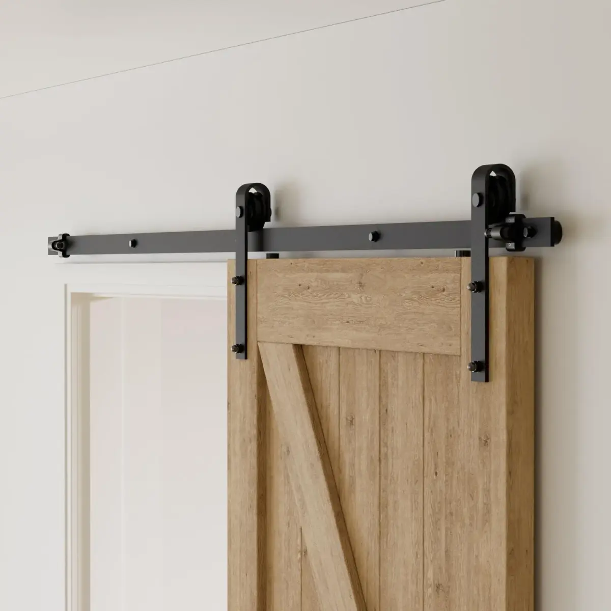 CCJH 5.5FT Sliding Barn Door Hardware Kit for Single Wooden Door | Heavy Duty Steel Track System - view 9