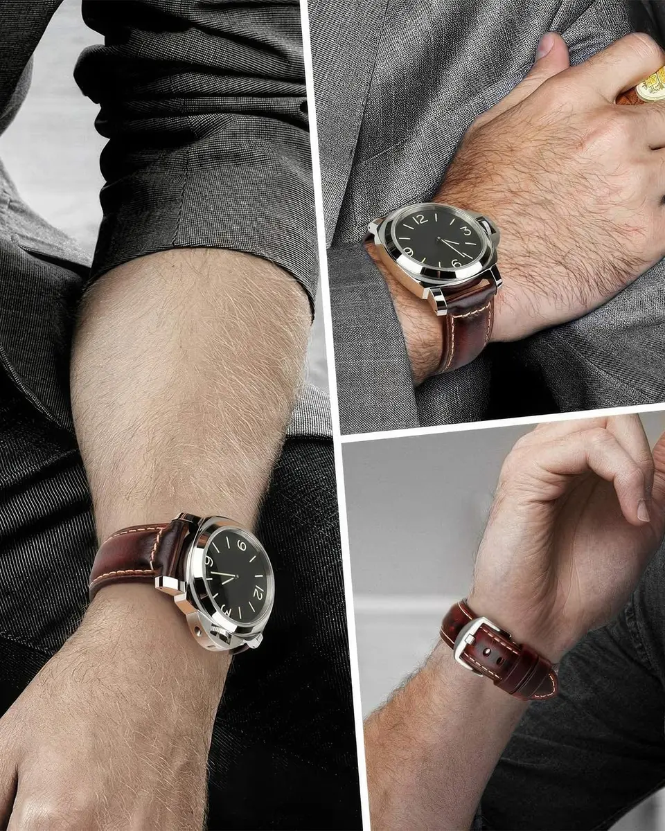 REZERO Leather Watch Bands Thickened Vintage Strap 20mm | Classic Oil-Waxed Leather for Men & Women - view 5
