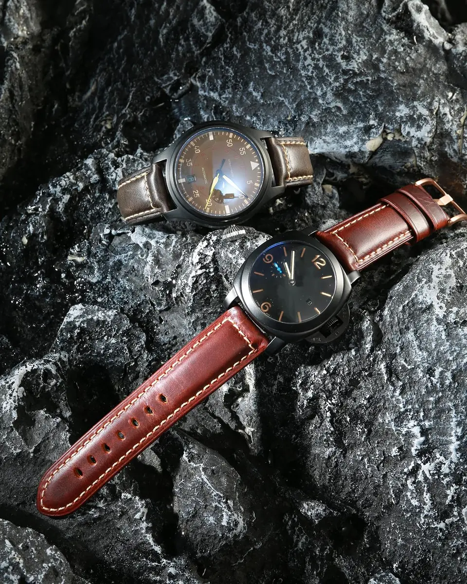REZERO Leather Watch Bands Thickened Vintage Strap 20mm | Classic Oil-Waxed Leather for Men & Women - view 7