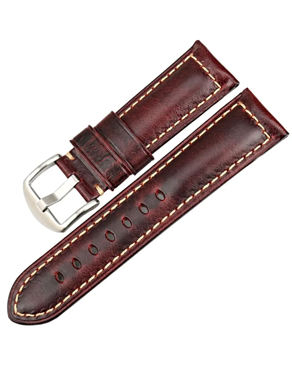 REZERO Leather Watch Bands Thickened Vintage Strap 20mm | Classic Oil-Waxed Leather for Men & Women - view 2