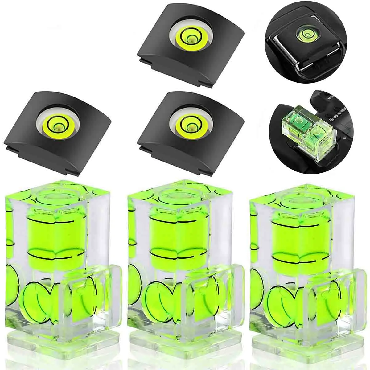 Carpro 6 Pack Camera Hot Shoe Level | 2 Axis Bubble Spirit Level for DSLR & Film Cameras - main product image