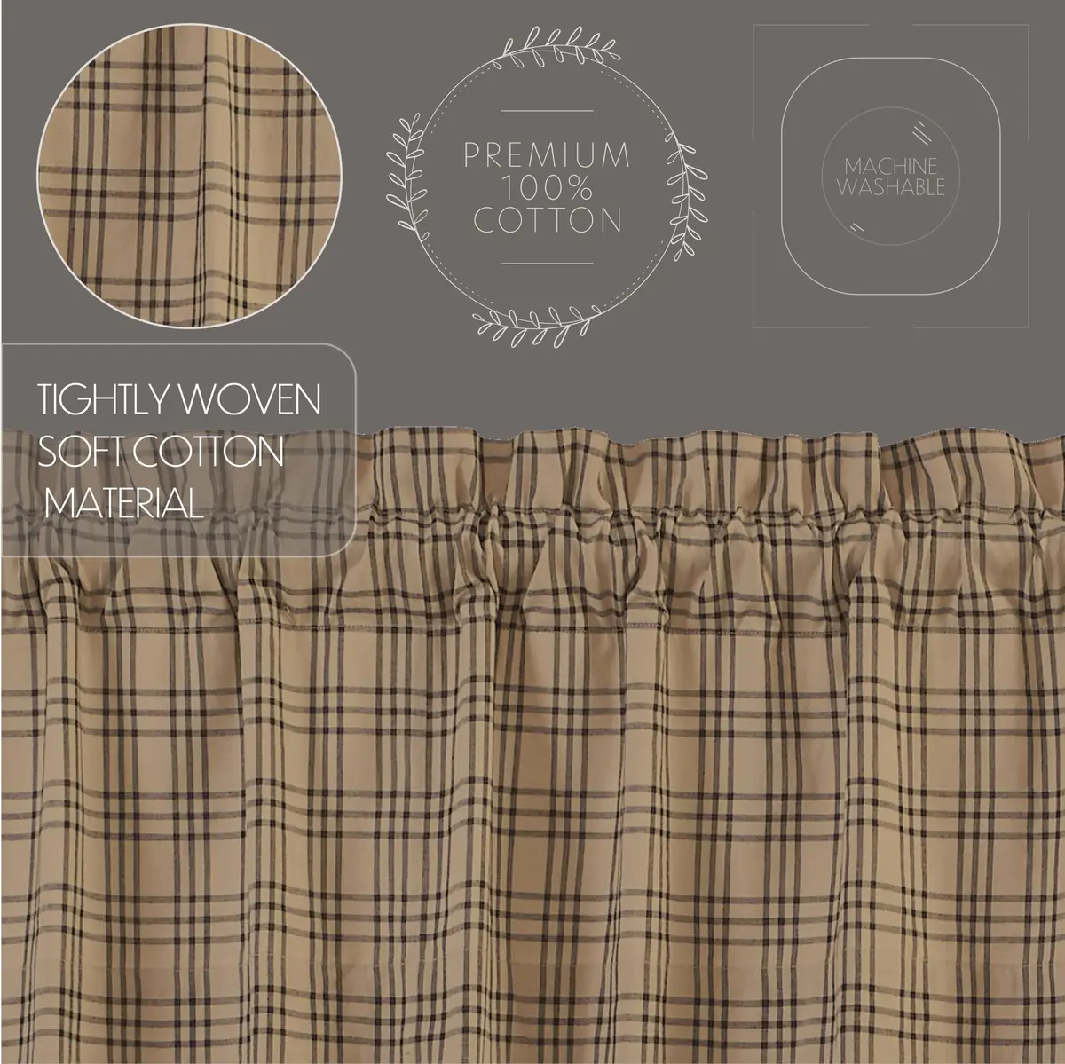 VHC Brands Sawyer Mill Plaid Cotton Farmhouse Curtains 72"W x 40"L | Modern Plaid Style - view 5