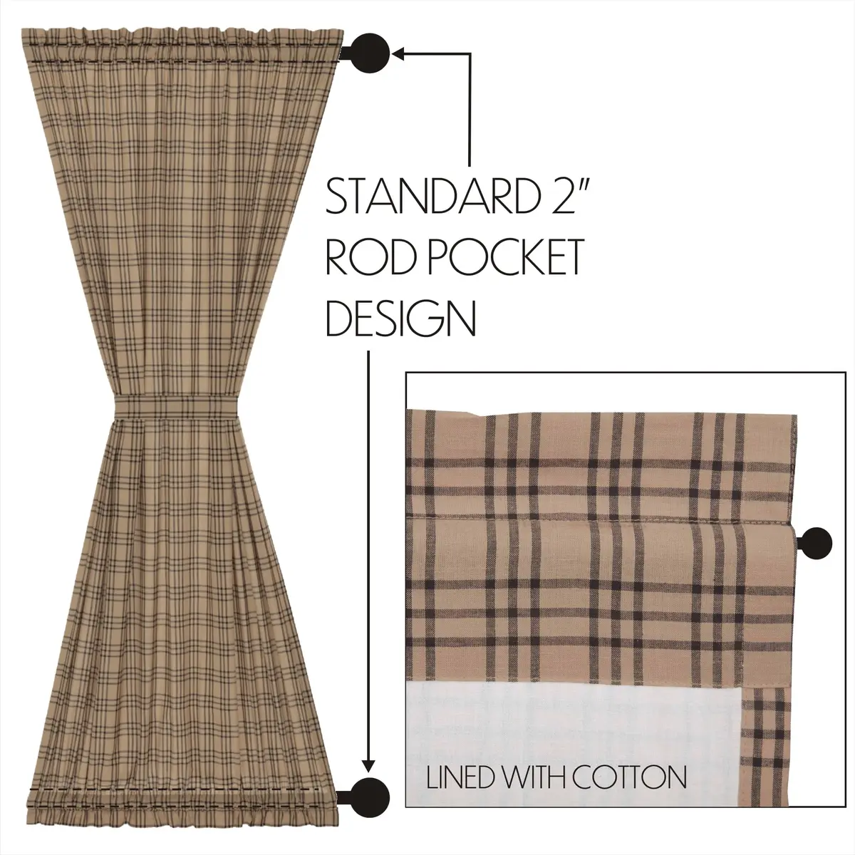 VHC Brands Sawyer Mill Plaid Cotton Farmhouse Curtains 72"W x 40"L | Modern Plaid Style - view 6