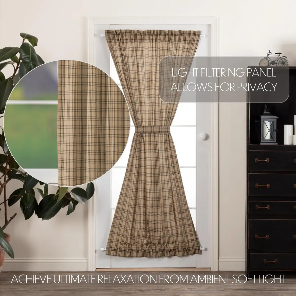 VHC Brands Sawyer Mill Plaid Cotton Farmhouse Curtains 72"W x 40"L | Modern Plaid Style - view 3