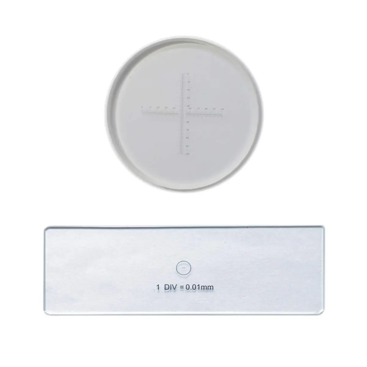MUHWA 0.1mm High Precision Ocular Micrometer + 0.01mm Stage Micrometer | Optical Glass, 2 Items - main product image