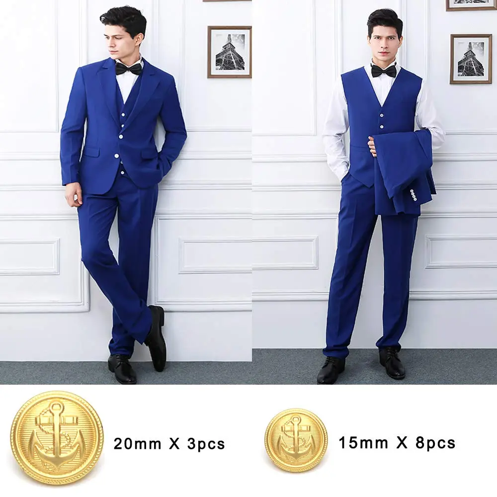 Enosea Gold Metal Blazer & Suit Buttons Set, 11 Pcs (20mm & 15mm) | Premium Sewing Buttons for Coats - view 4