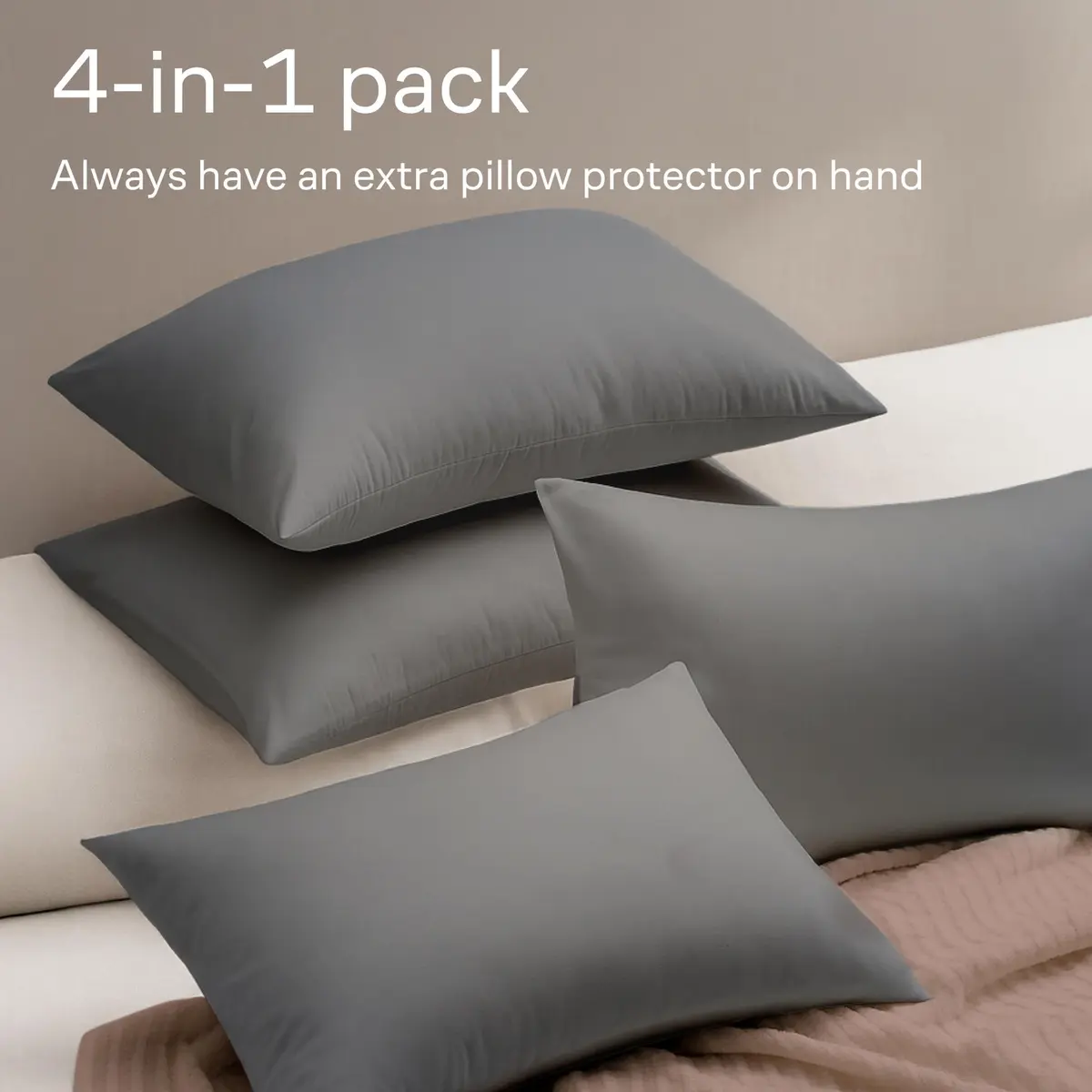 Niagara Sleep Solution Ultra Soft Zippered Pillow Protectors Queen Set of 4 | Breathable Microfiber, Dust & Stain Protection - view 8
