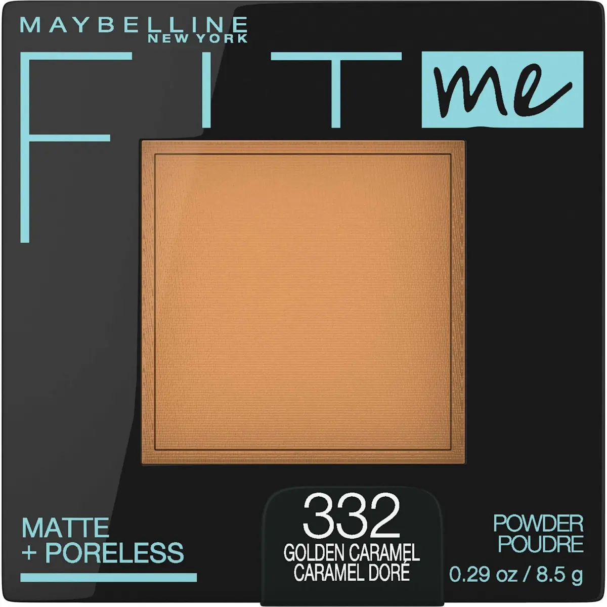 Maybelline Fit Me Matte + Poreless Pressed Powder Makeup, Golden Caramel 332, 8g - Controls Shine for Oily Skin - main product image