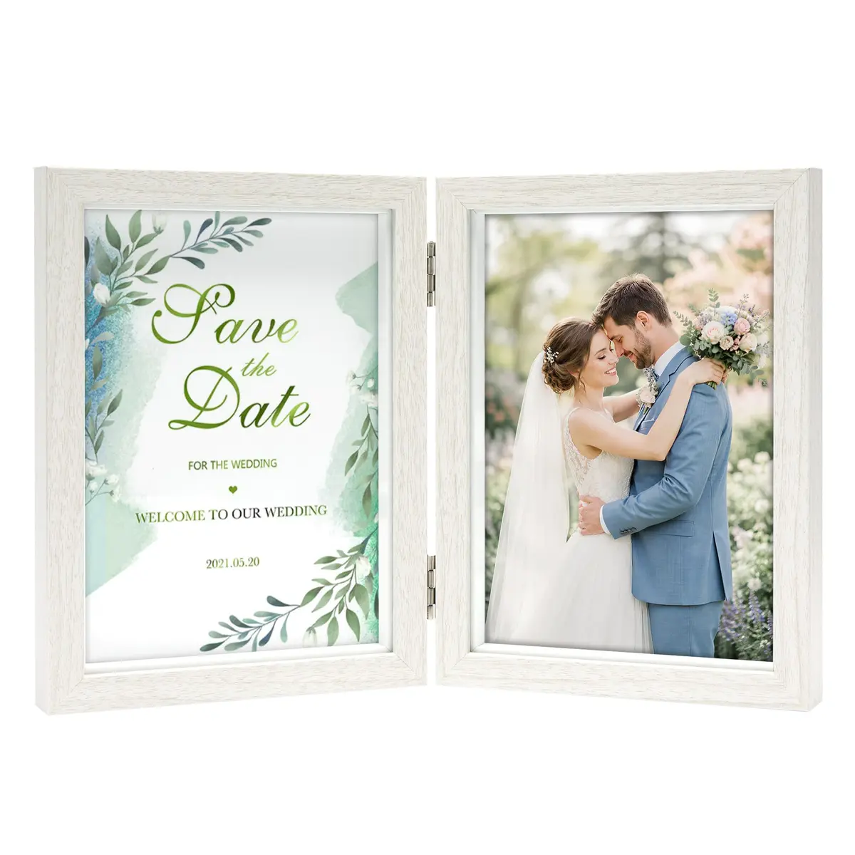 Afuly 5x7 Double Picture Frame White | Wall & Tabletop Display for Home & Office - main product image