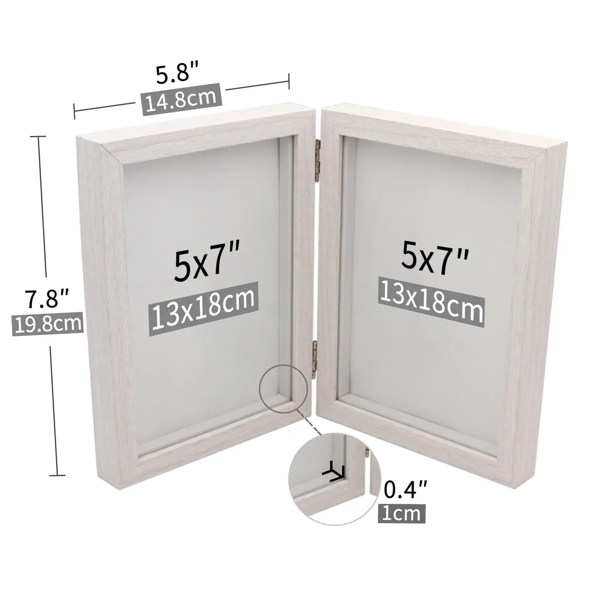 Afuly 5x7 Double Picture Frame White | Wall & Tabletop Display for Home & Office - view 9