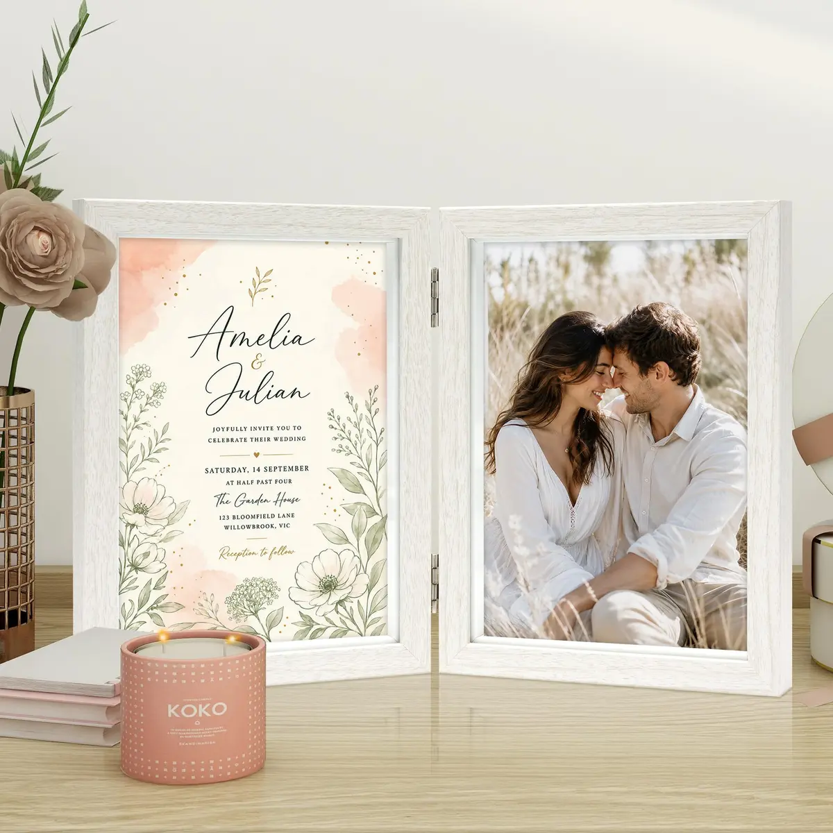 Afuly 5x7 Double Picture Frame White | Wall & Tabletop Display for Home & Office - view 3