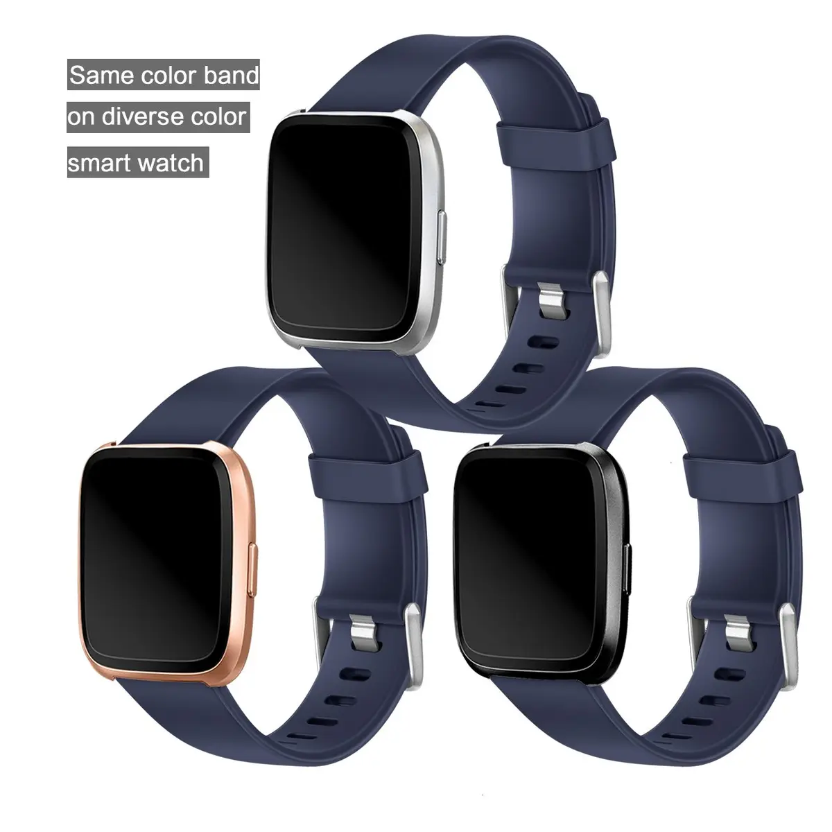 Wepro Sport Bands Compatible with Fitbit Versa 2, Versa Lite, Versa 1 Bands - Soft Silicone Replacement Strap for Women Men - Navy Blue, Small (5.5"-7.2") | Adjustable & Sweat-Resistant - view 9
