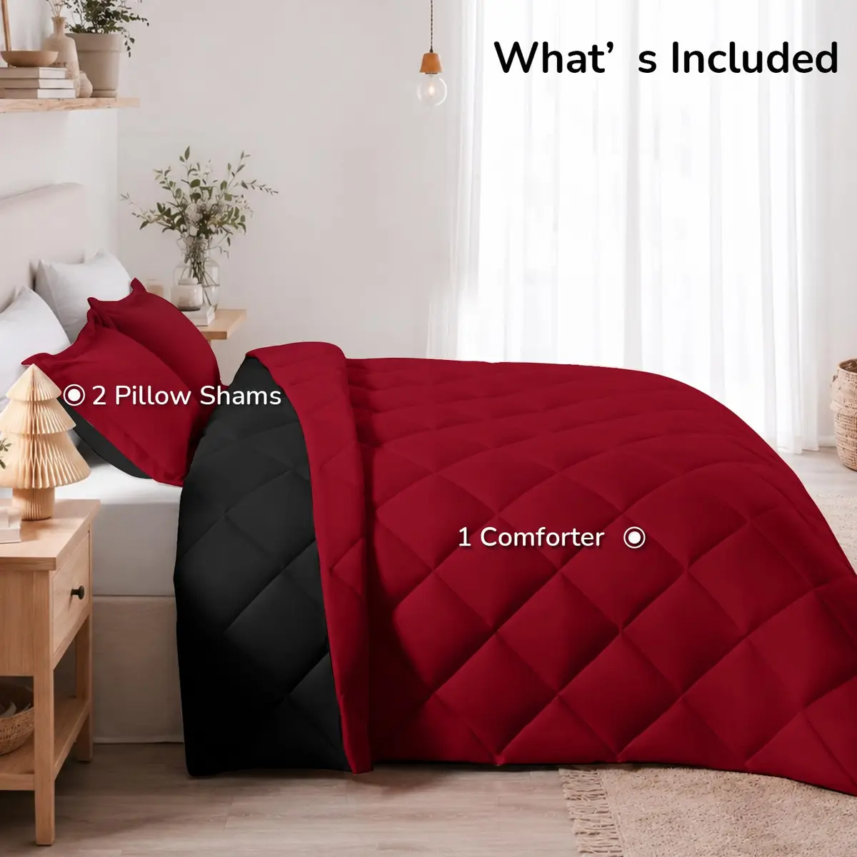 downluxe King Comforter Set Soft Reversible 3 Pieces | All-Season Microfiber Bedding - view 9