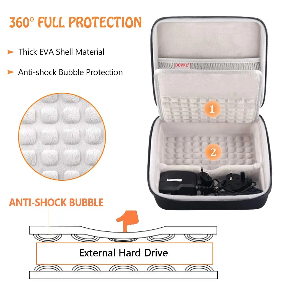 BOVKE Hard Drive Case for Seagate Backup Plus Hub 3.5 Inch HDD | Shockproof EVA Carrying Case with Lanyard - view 3