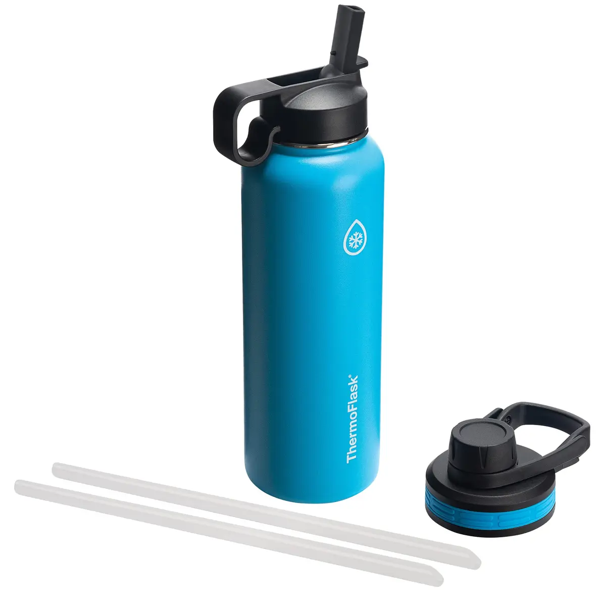ThermoFlask 40 oz Water Bottle | 1180ml (40 fl oz) Insulated Stainless Steel with Chug & Straw Lids | Keeps Drinks Cold 24 hr, Hot 12 hr - main product image