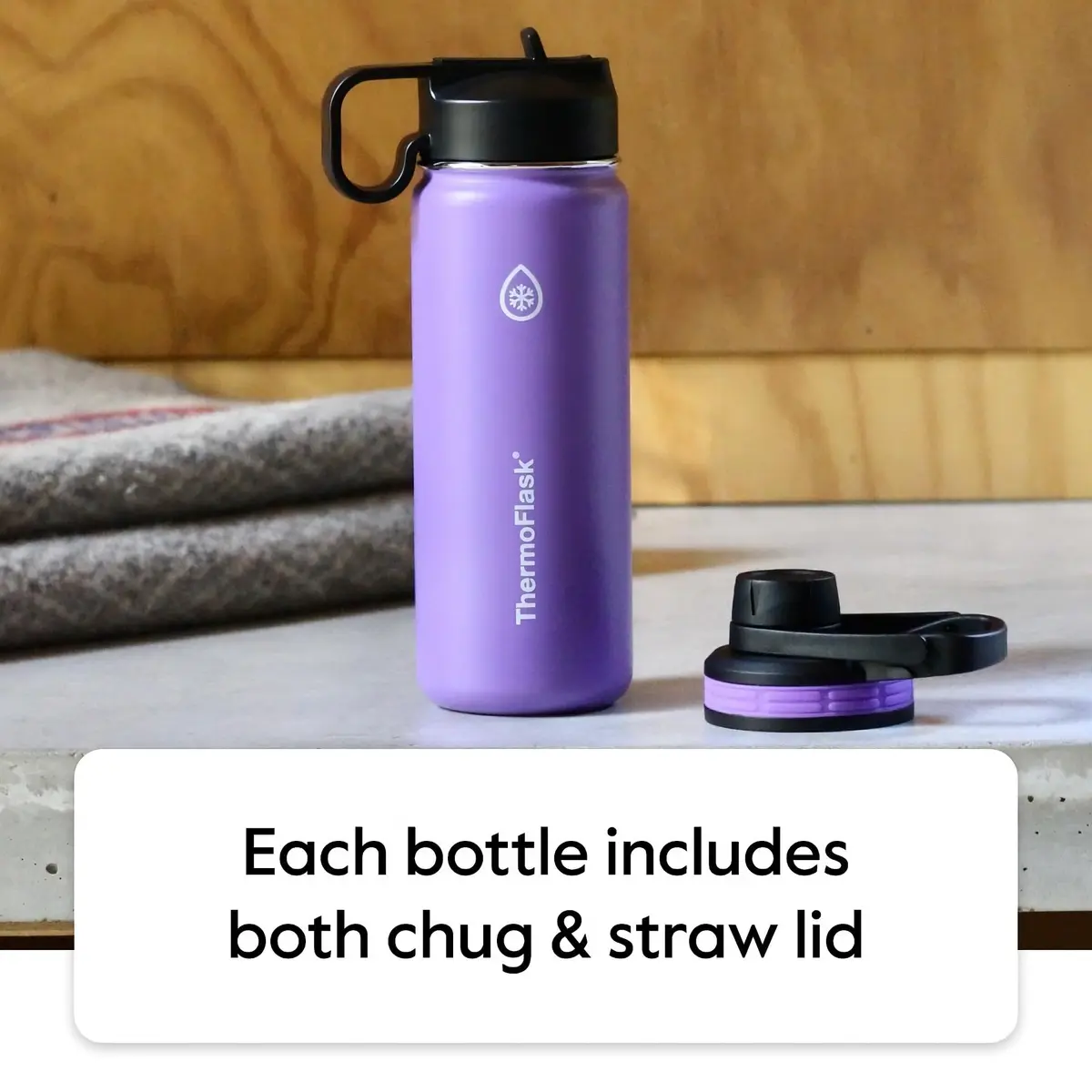 ThermoFlask 40 oz Water Bottle | 1180ml (40 fl oz) Insulated Stainless Steel with Chug & Straw Lids | Keeps Drinks Cold 24 hr, Hot 12 hr - view 3