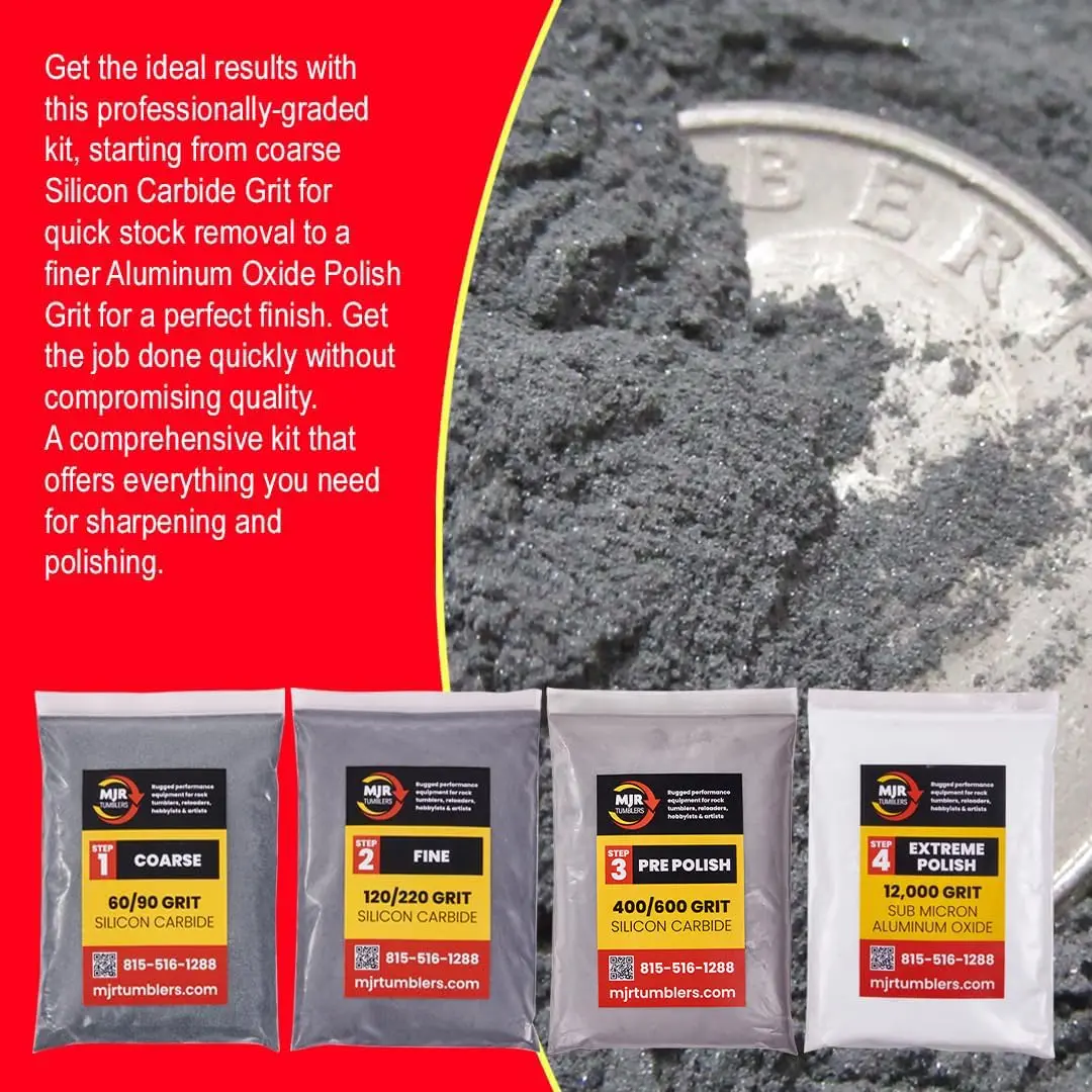 MJR Tumblers Refill Grit Kit for 30lb Rock Tumblers | Premium Aluminum Oxide Polish 12,000 Grit, Veteran Owned (en_US) - view 2