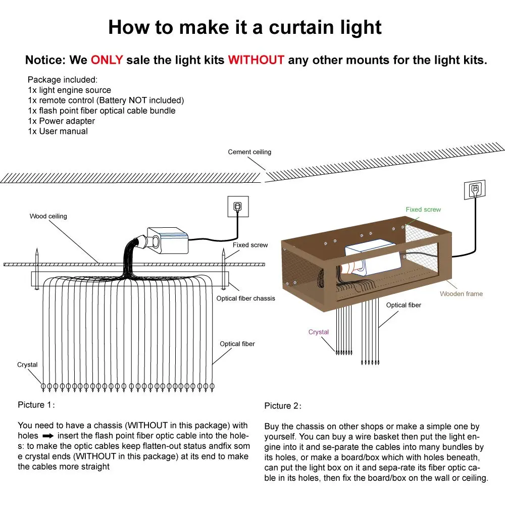 AMKI 16W RGBW Fiber Optic Curtain Light Kit 4m (13.1ft) | Sound Activated Waterfall Effect - view 7