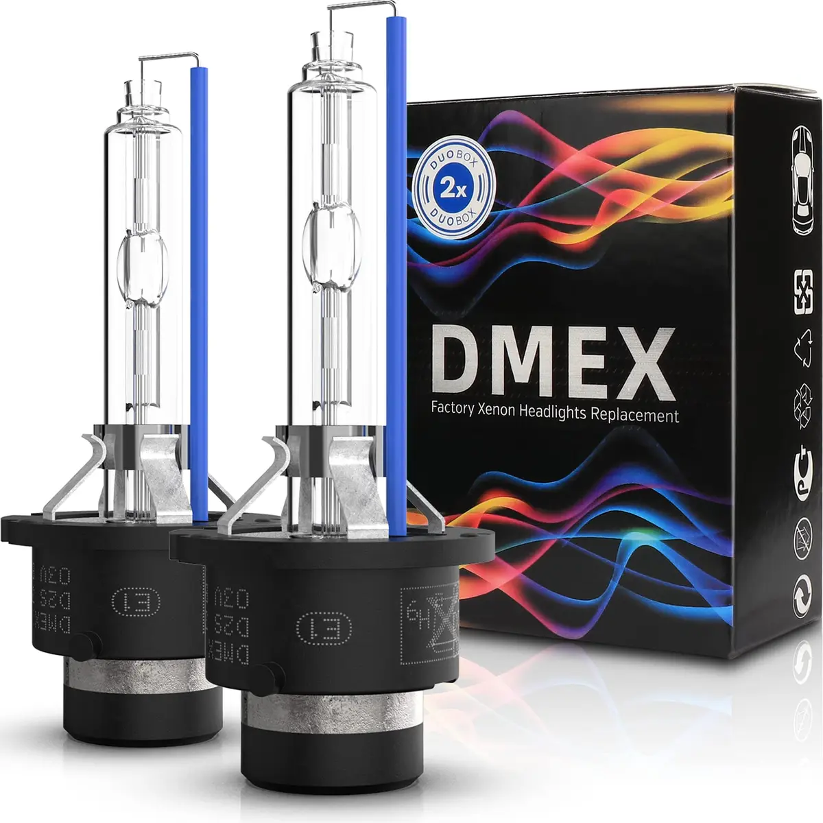 DMEX D2S HID Headlight Bulbs 6000K Cool White | 35W Xenon Replacement Pack of 2 - main product image