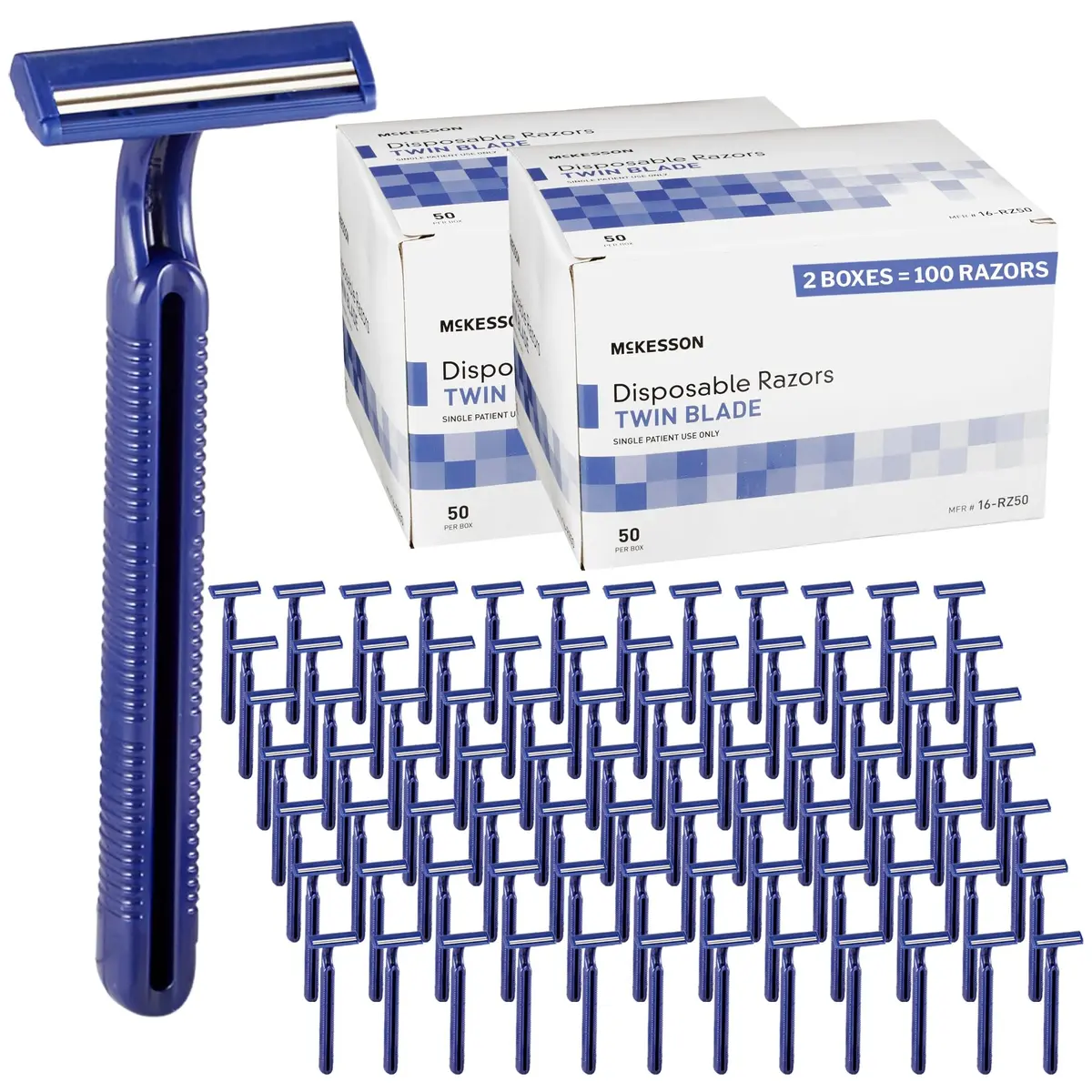 McKesson Disposable Razors, Blue, Stainless Steel, 50 Count | Safe, Hygienic & Travel Ready (70-120 chars) - main product image