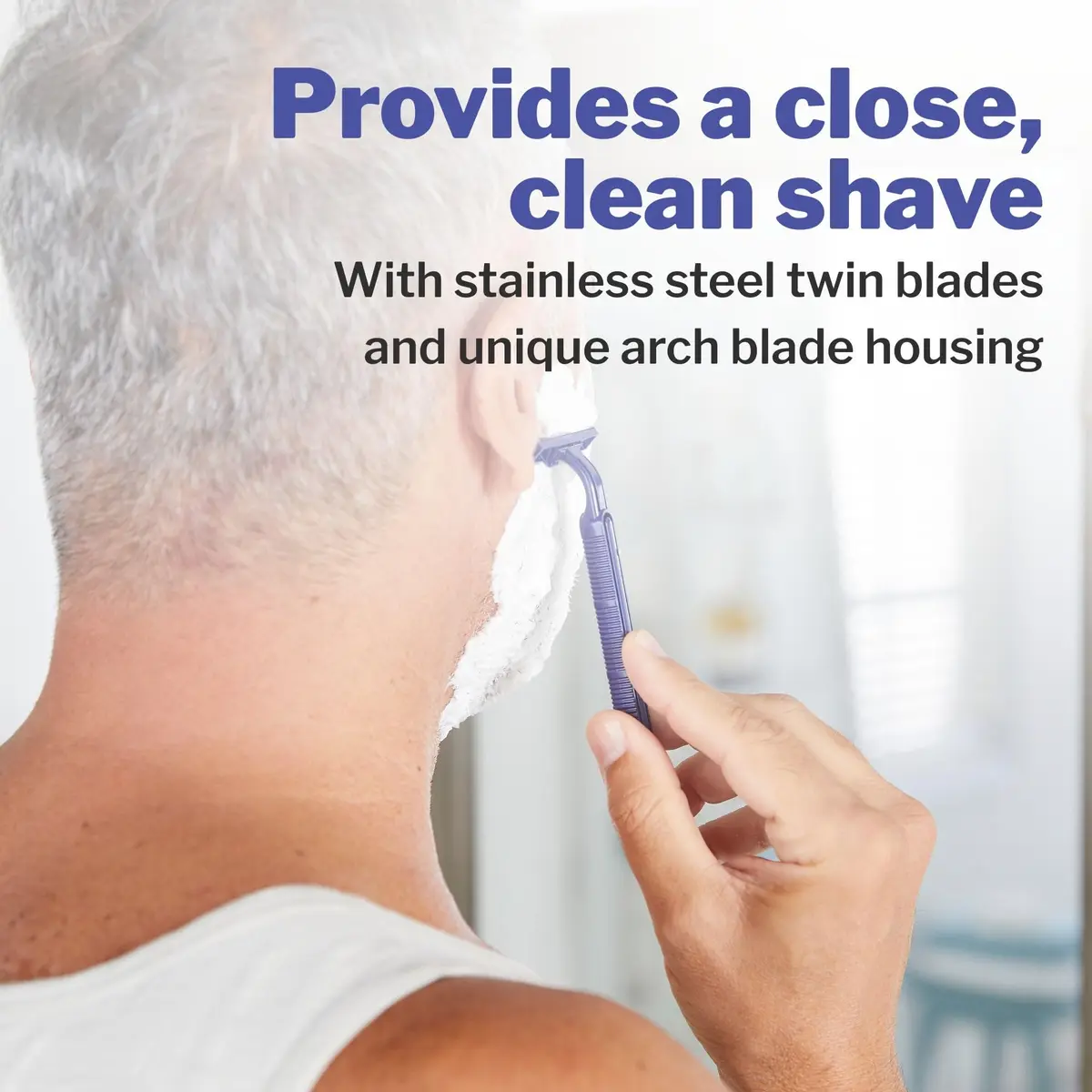 McKesson Disposable Razors, Blue, Stainless Steel, 50 Count | Safe, Hygienic & Travel Ready (70-120 chars) - view 2