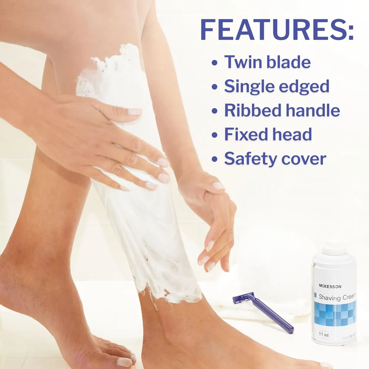 McKesson Disposable Razors, Blue, Stainless Steel, 50 Count | Safe, Hygienic & Travel Ready (70-120 chars) - view 3