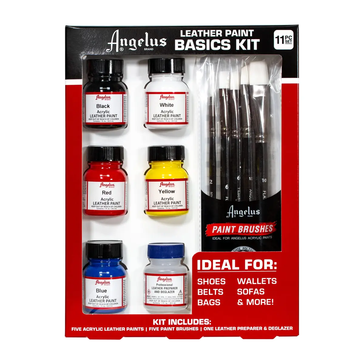 Angelus Leather Paint Basics Kit, 5 Fl Oz (147.87 ml) | Complete Leather Art & Restoration Set - main product image