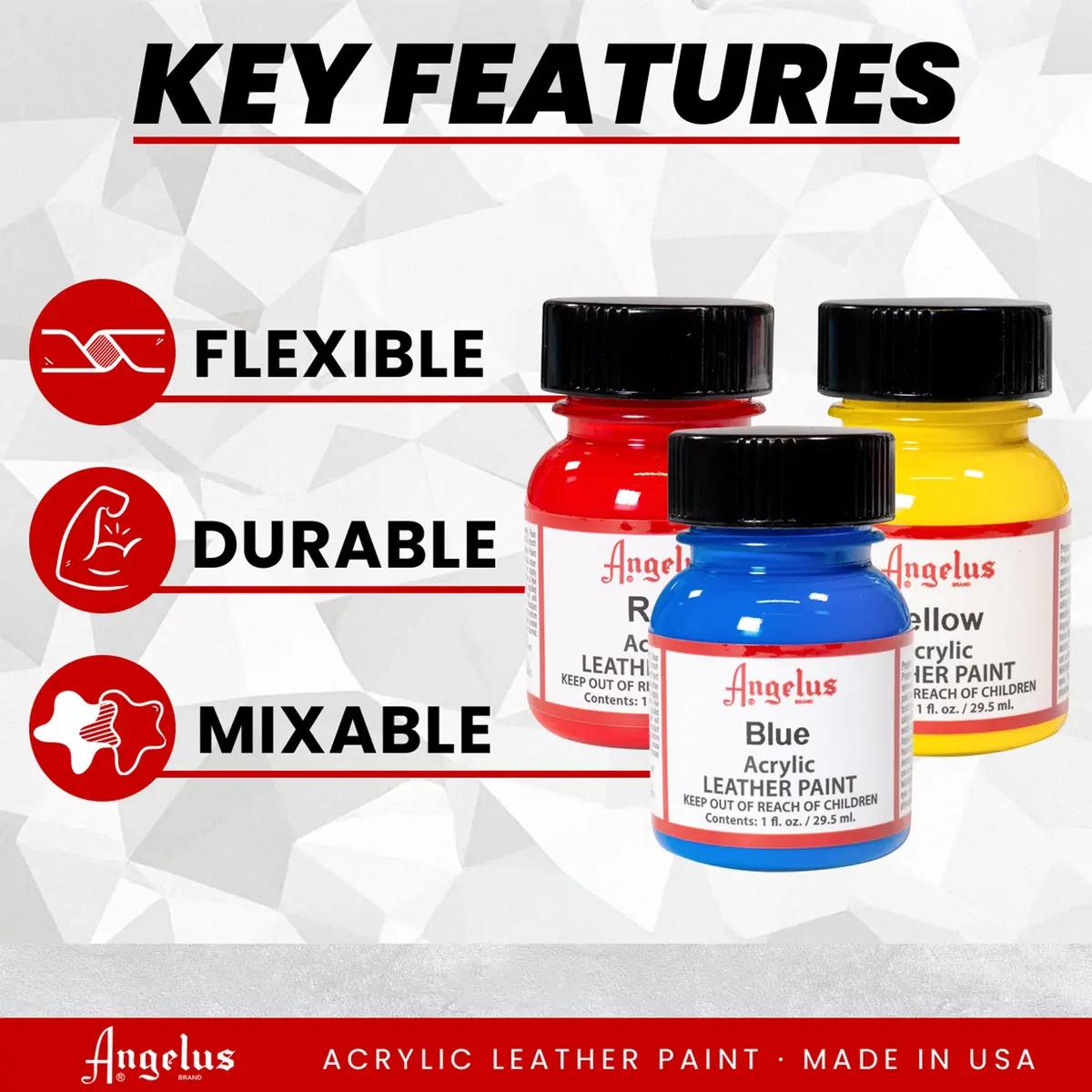 Angelus Leather Paint Basics Kit, 5 Fl Oz (147.87 ml) | Complete Leather Art & Restoration Set - view 2