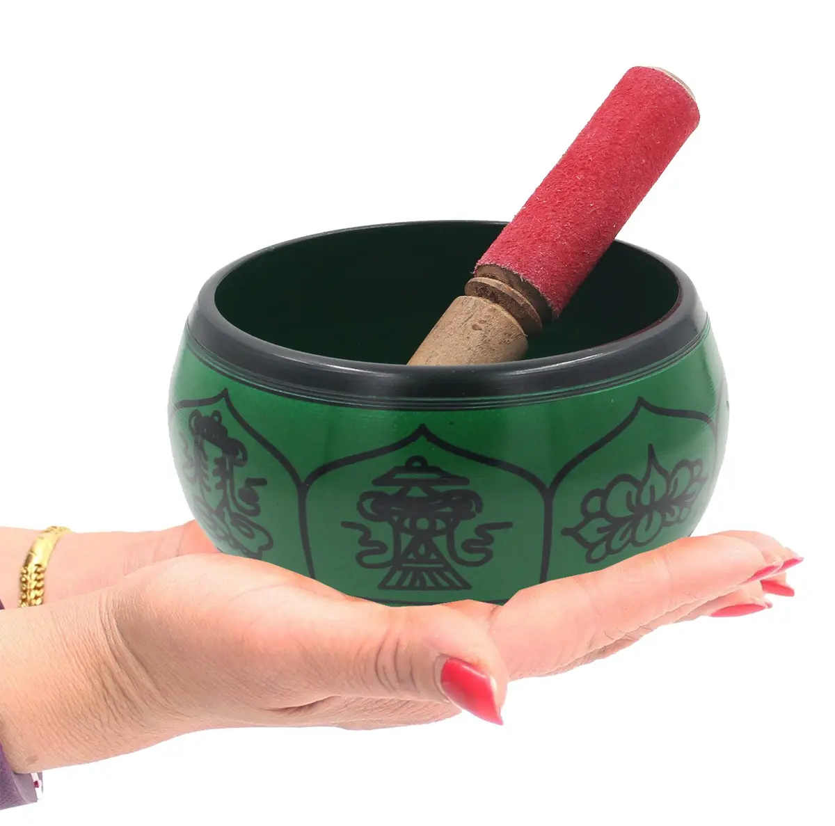 DharmaObjects Yoga Meditation Singing Bowl 6" with Lucky Symbols | Deep Relaxation & Chakra Balance (100-120 chars) - view 5