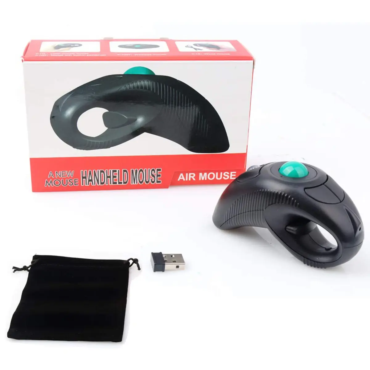 EIGIIS Wireless 2.4G USB Ergonomic Trackball Handheld Finger Mouse | Ambidextrous, 800/1200/1400/1600 DPI, Black - view 7