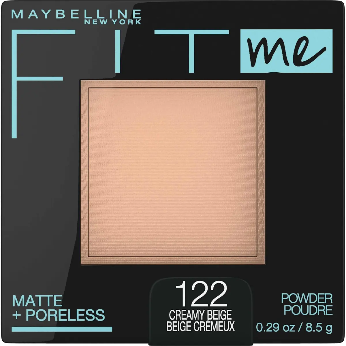 Maybelline Fit Me Matte + Poreless Pressed Powder - 122 Creamy Beige, 8g | Controls Shine for Oily Skin - main product image