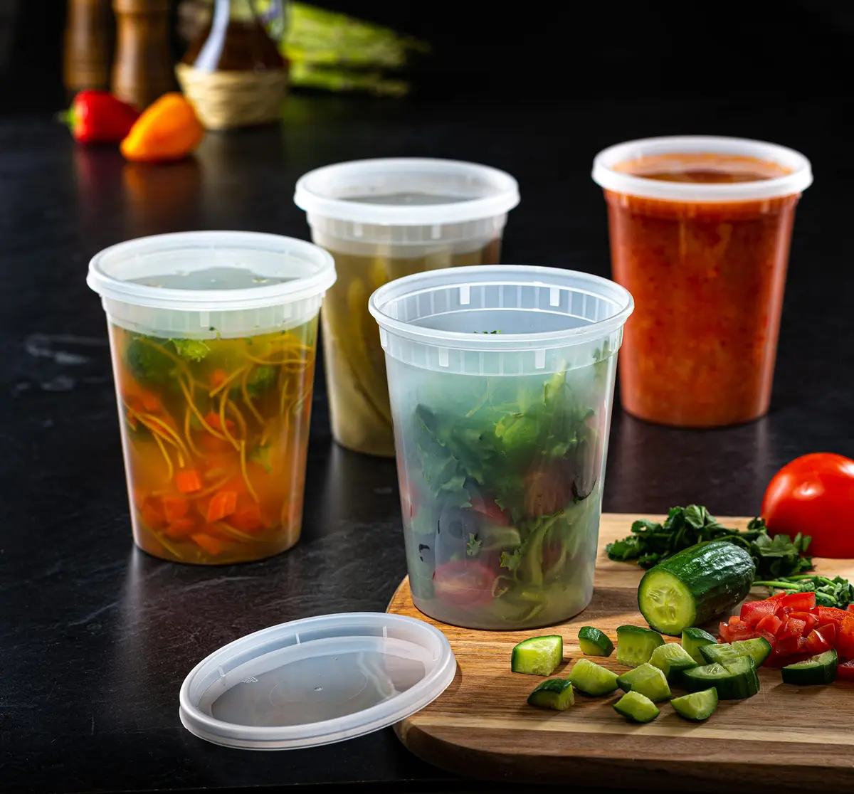 Pantry Value 32 oz (946 ml) Round Food Storage Deli Containers with Lids [24 Sets] | Airtight & Leak-Proof for Meal Prep & Leftovers - view 3
