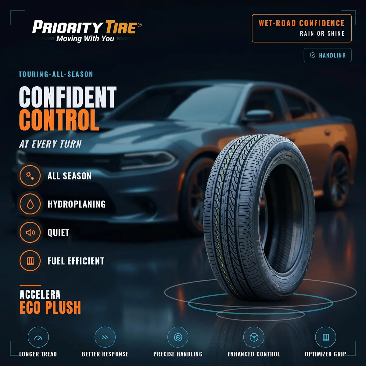 Accelera Eco Plush 185/65R14 86H SL All Season Touring Radial Tire | Reliable Passenger Car Tire - view 2