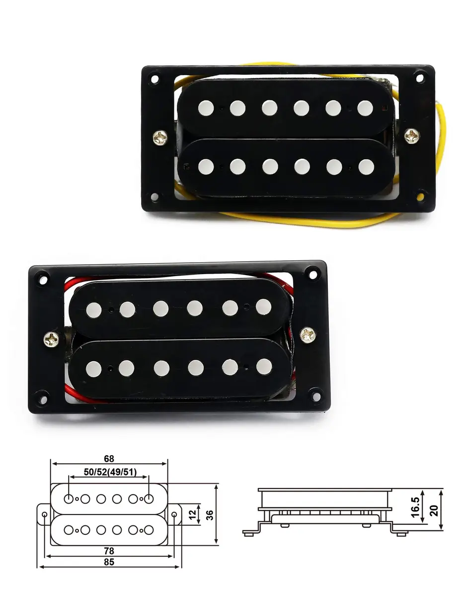 Metallor Double Coil Humbucker Pickup Set for Electric Guitar | Black Ceramic Magnet, 15.05K/15.3K DC Resistance - view 6