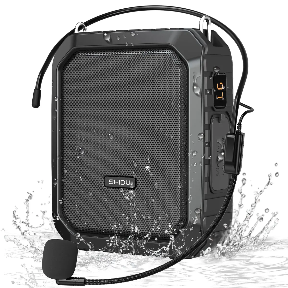 SHIDU Voice Amplifier for Teacher with Portable Microphone Waterproof | 18W Bluetooth Speaker, 4400mAh Battery, IPX5 Waterproof, Microphone Headset - main product image