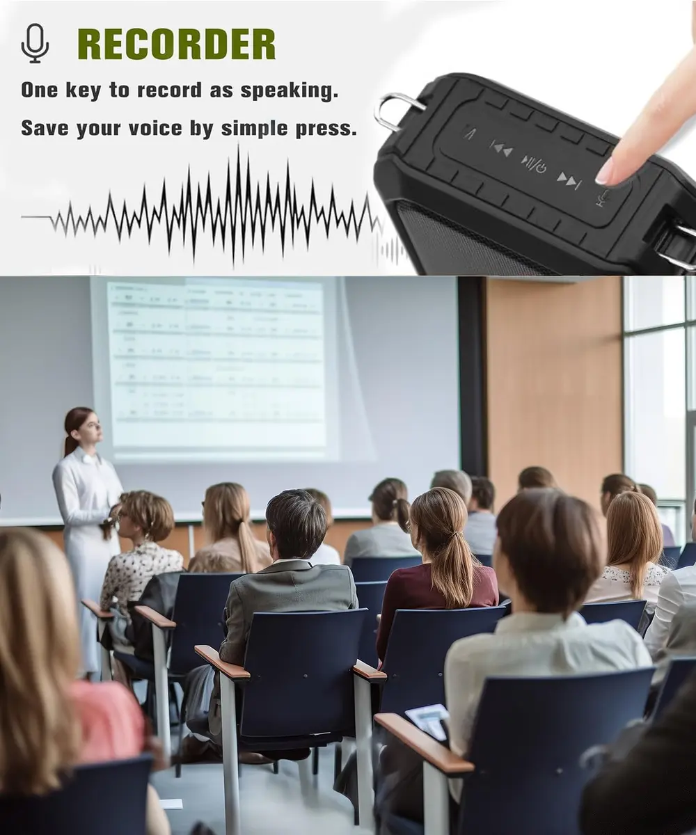 SHIDU Voice Amplifier for Teacher with Portable Microphone Waterproof | 18W Bluetooth Speaker, 4400mAh Battery, IPX5 Waterproof, Microphone Headset - view 6