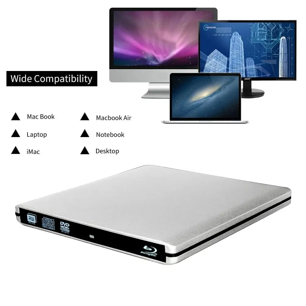 Y-NX Optical Disc Drive USB C & USB 3.0 Blu-ray Player 15x14.2x1.4cm | Supports 3D Blu-ray, DVD & CD (70-120c) - view 9
