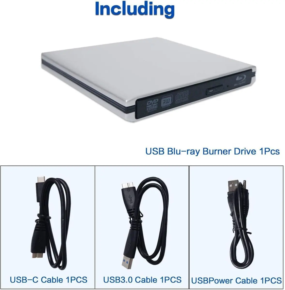 Y-NX Optical Disc Drive USB C & USB 3.0 Blu-ray Player 15x14.2x1.4cm | Supports 3D Blu-ray, DVD & CD (70-120c) - view 10