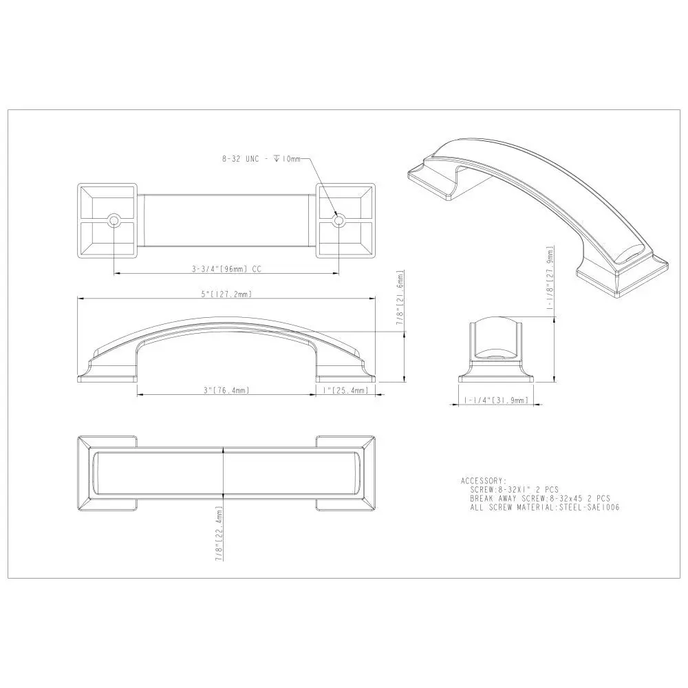 Jeffrey Alexander Annadale 96 mm Center-to-Center Bar Pull, Matte Black 435-96MB | Bold Handle for Cabinets & Furniture - view 7