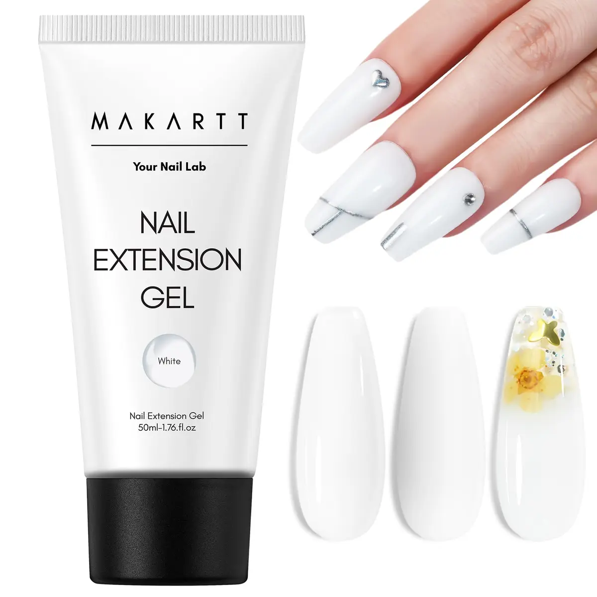 Makartt White Poly Nail Gel 50ML (1.7 Fl Oz) | Professional Gel Builder for Nail Art - main product image