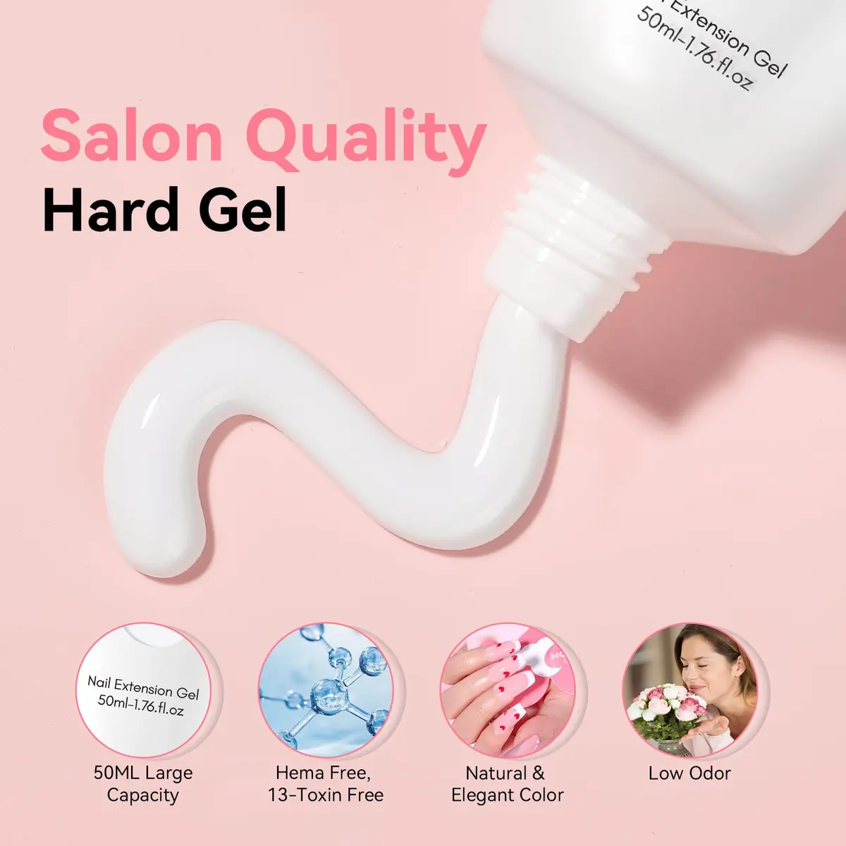 Makartt White Poly Nail Gel 50ML (1.7 Fl Oz) | Professional Gel Builder for Nail Art - view 3