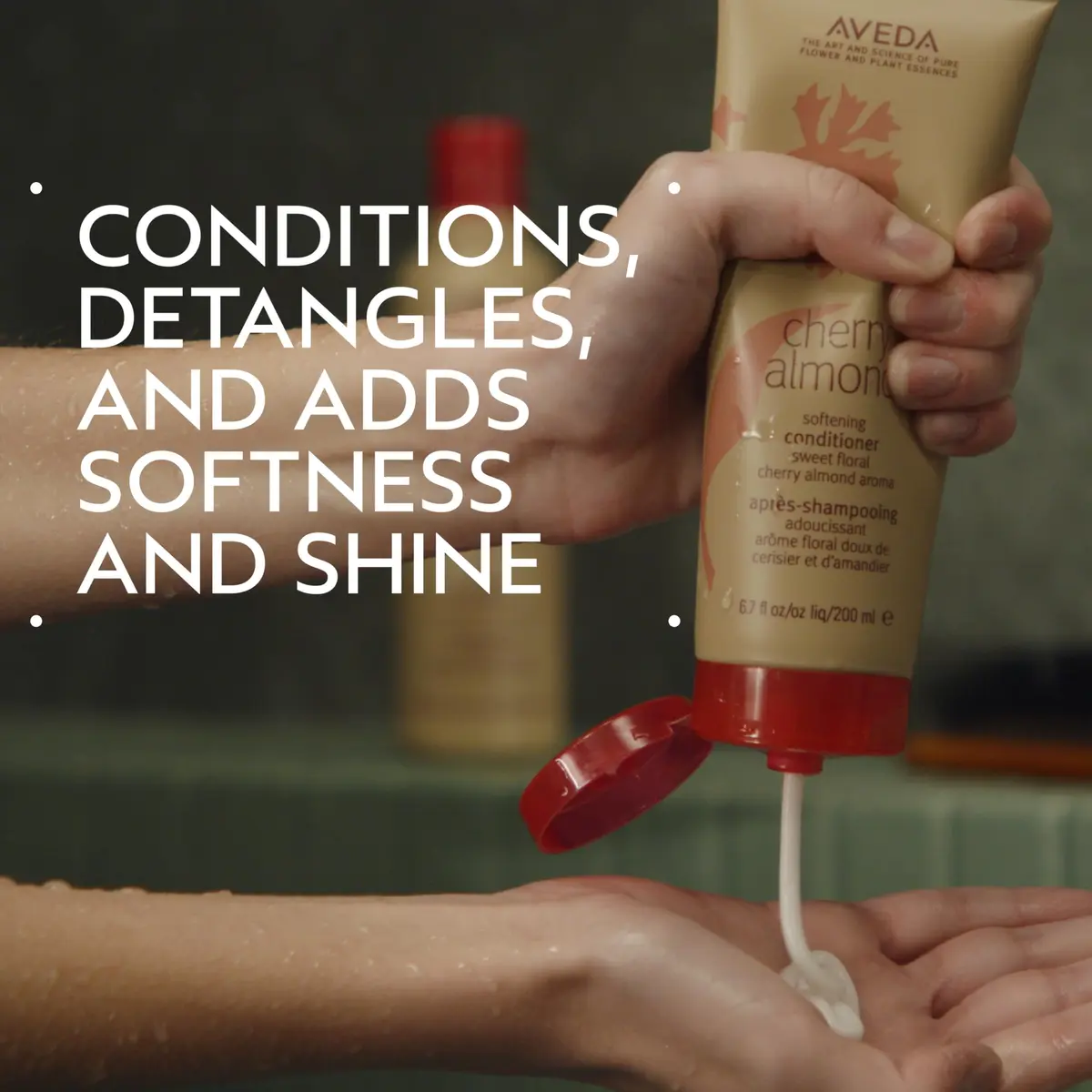 AVEDA Cherry Almond Softening Conditioner 6.7 Fl Oz | Naturally Derived, Silicone-Free for Normal to Dry Hair - view 2