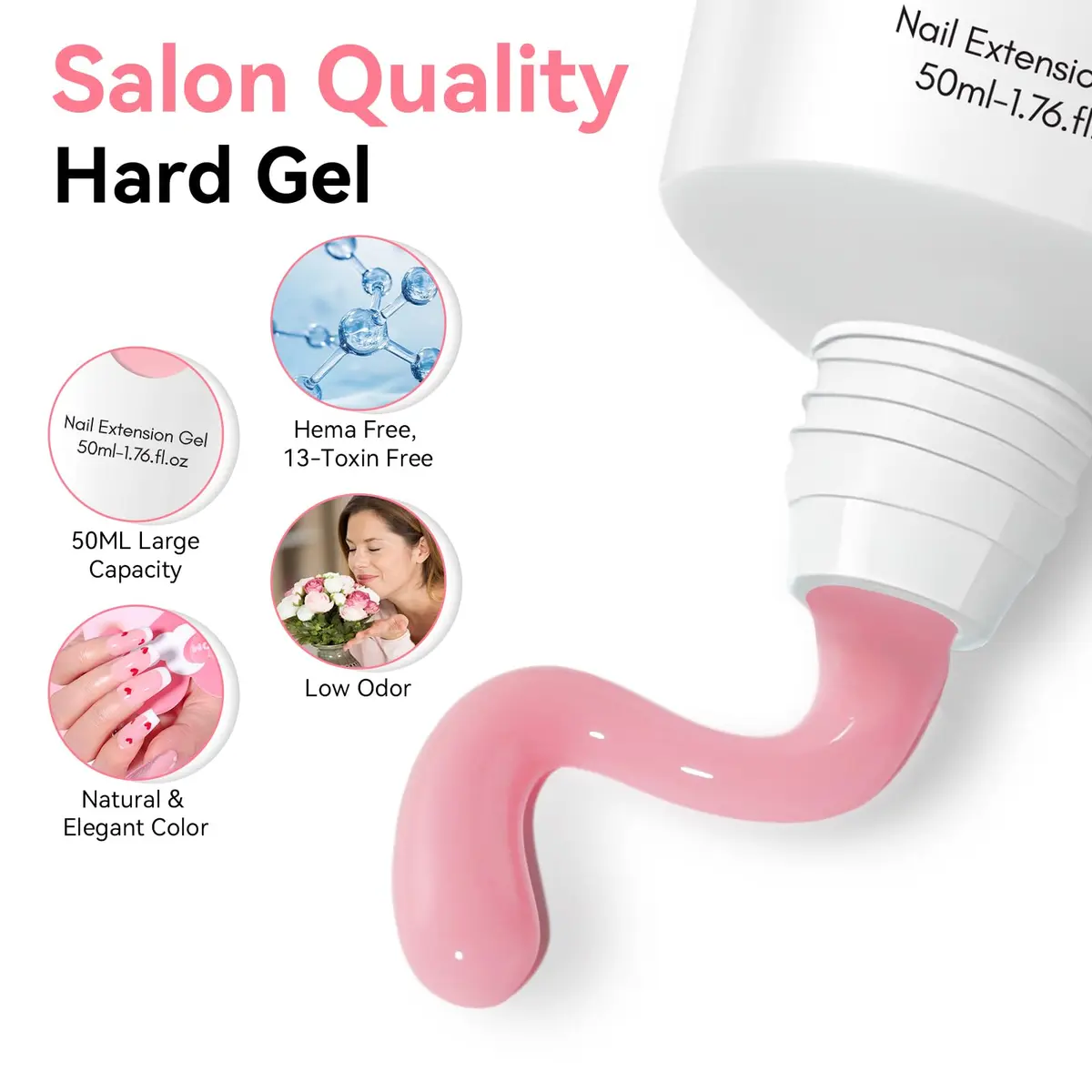Makartt Poly Nail Gel 50ML Natural Pink Gel Builder | Thick Formula for Easy Sculpting - view 6