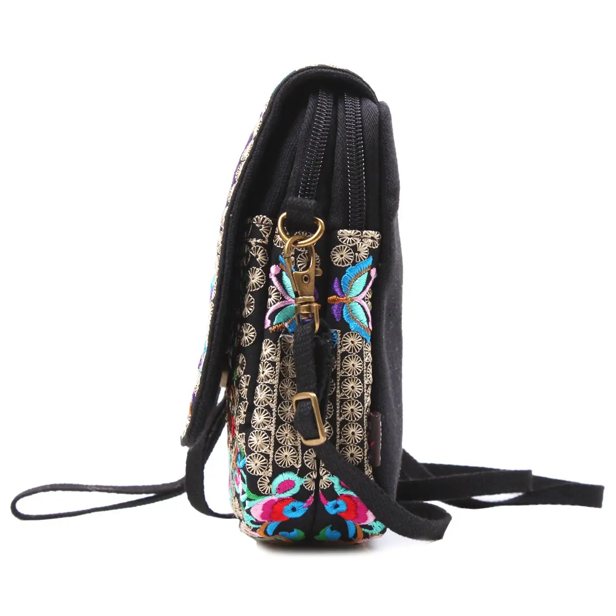 SILKAREA Embroidered Crossbody Bag for Women | Mini Handbag with Adjustable Strap (7.4 in) | Stylish Canvas Wallet - view 5