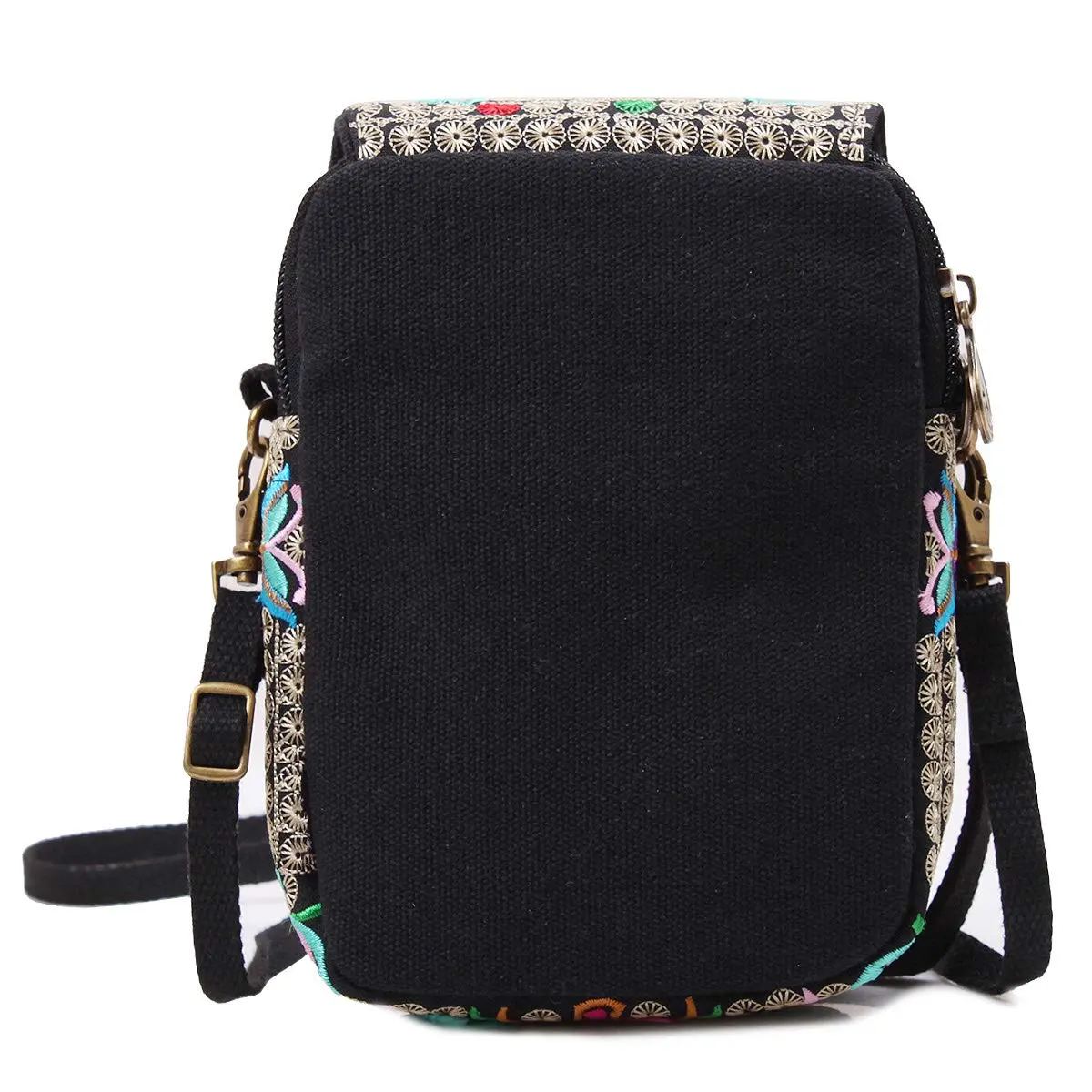 SILKAREA Embroidered Crossbody Bag for Women | Mini Handbag with Adjustable Strap (7.4 in) | Stylish Canvas Wallet - view 6