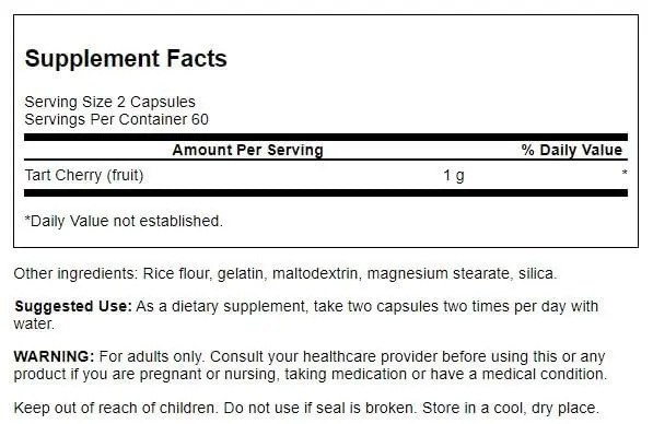 Swanson Tart Cherry Joint Health Support 500 mg 120 Capsules | Supports Joint Integrity, Movement and Flexibility - view 3