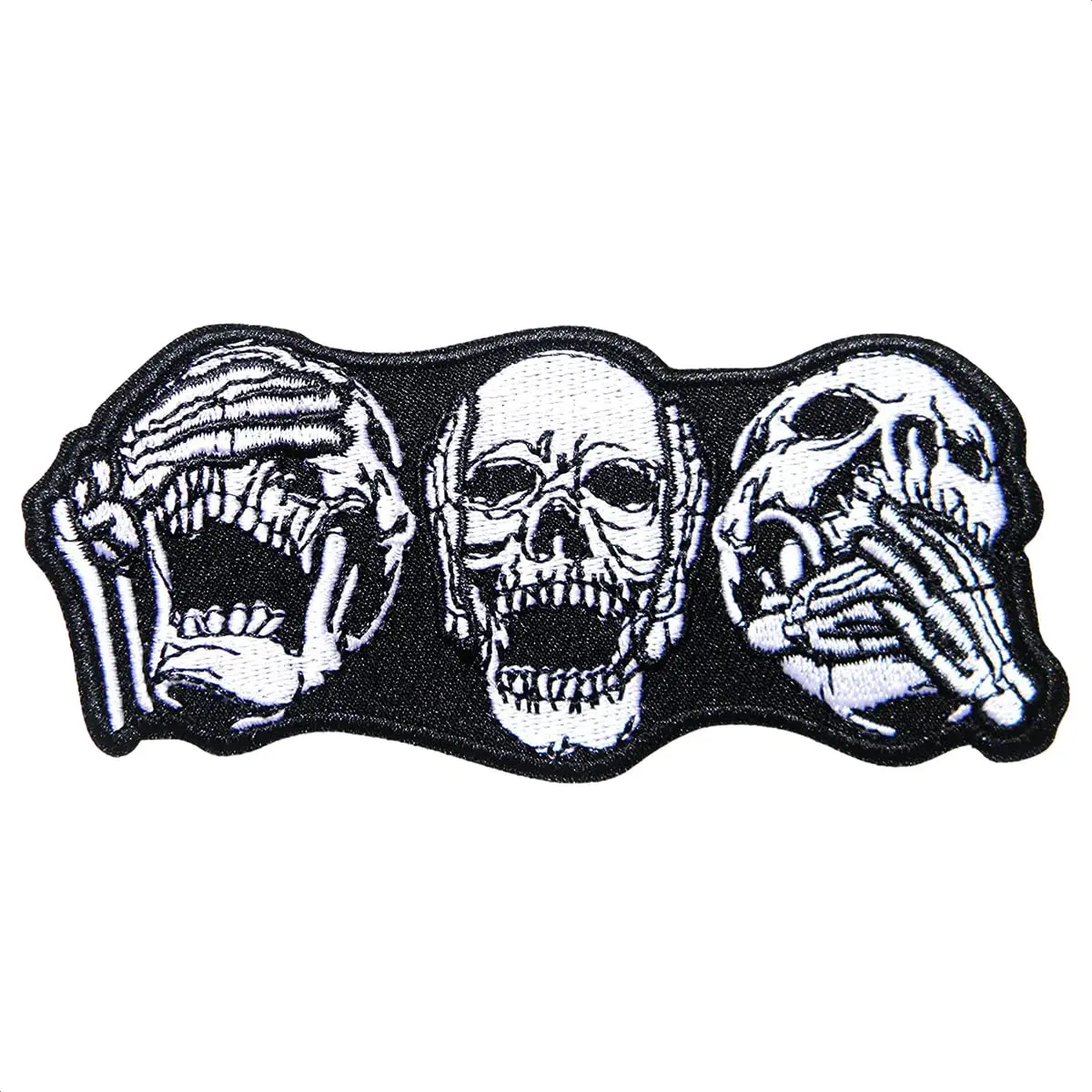 Reluen Skull Biker Patches for Vests, 8.99 x 4 cm (3.54 x 1.57 in) | Iron-On & Sew-On Embroidered Polyester Cotton - main product image