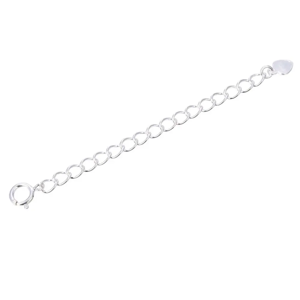 Adabele 925 Sterling Silver Chain Extender with Heart Drop, 2-Pack | Adjustable 2 inch Extension for Necklaces, Bracelets, Anklets - main product image