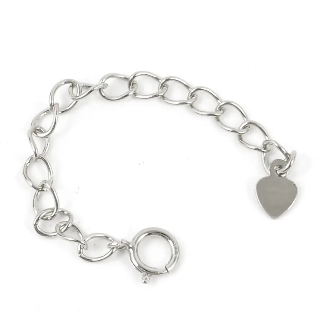 Adabele 925 Sterling Silver Chain Extender with Heart Drop, 2-Pack | Adjustable 2 inch Extension for Necklaces, Bracelets, Anklets - view 2