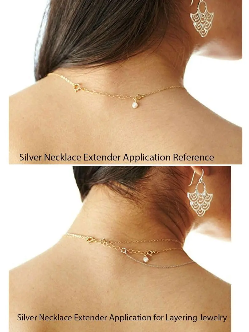 Adabele 18k Gold Plated Sterling Silver Chain Extender with Heart Drop, 5 inch (12.7 cm) Adjustable Extension | Jewelry Making Supplies - view 5